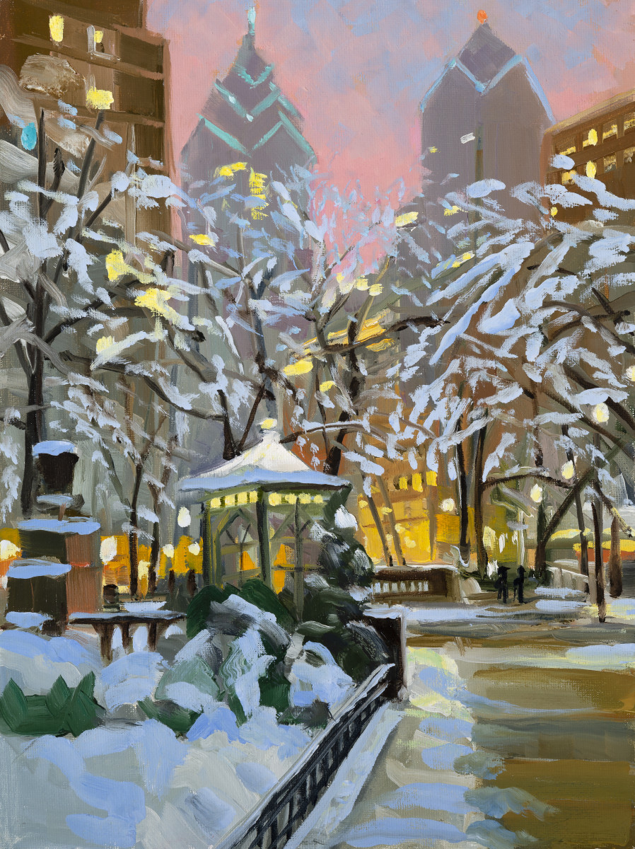 Rittenhouse Snow sketch by Elaine Lisle 