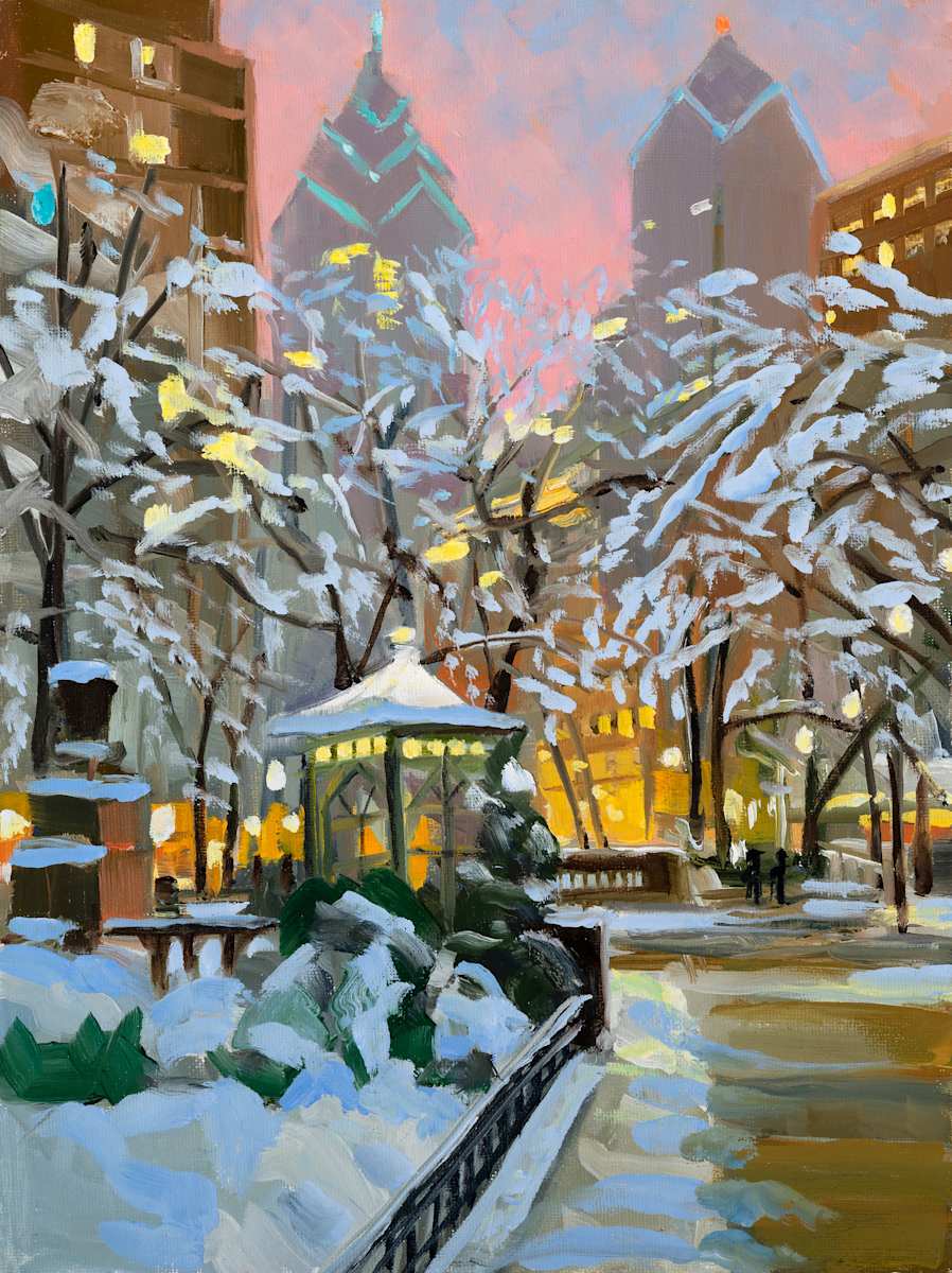 Rittenhouse Snow sketch by Elaine Lisle, Image 1.