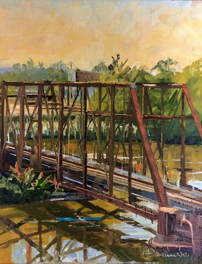 Morning Railroad Bridge by Elaine Lisle 