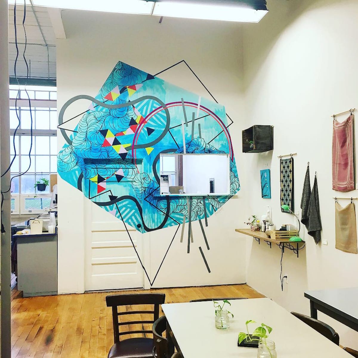 BioSphere II by Kim Carlino  Image: Mural Painting commission for Coffee Shop. Easthampton, MA.