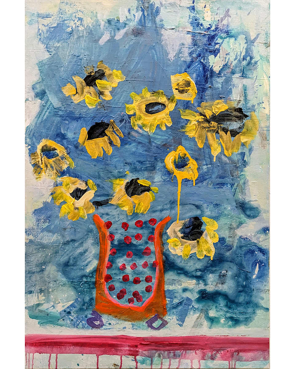 Sunnies in a Polka Dot Pot by Teresa Cline Art 