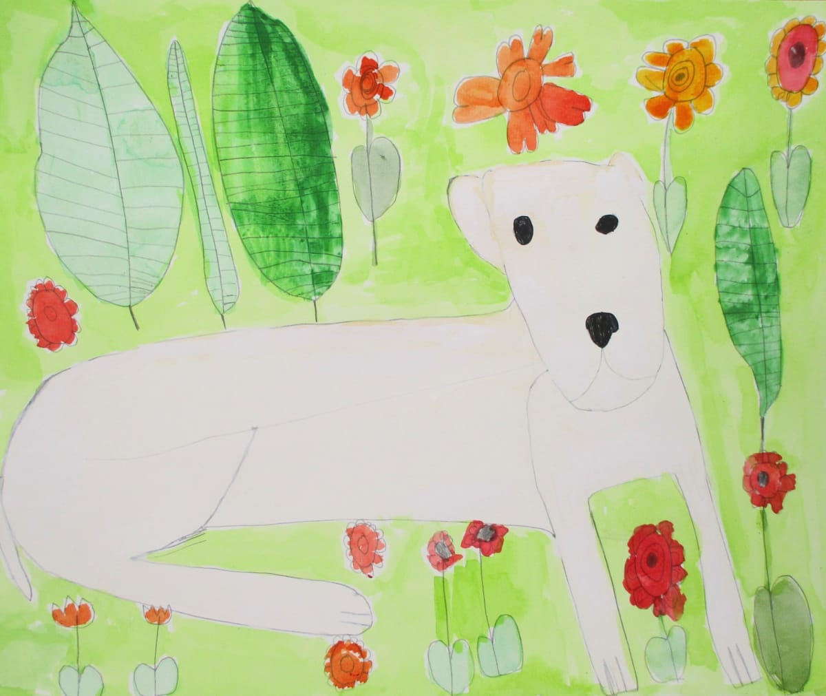 58. Molly in Flowers w Black Nose by Michael Cocchiarella 