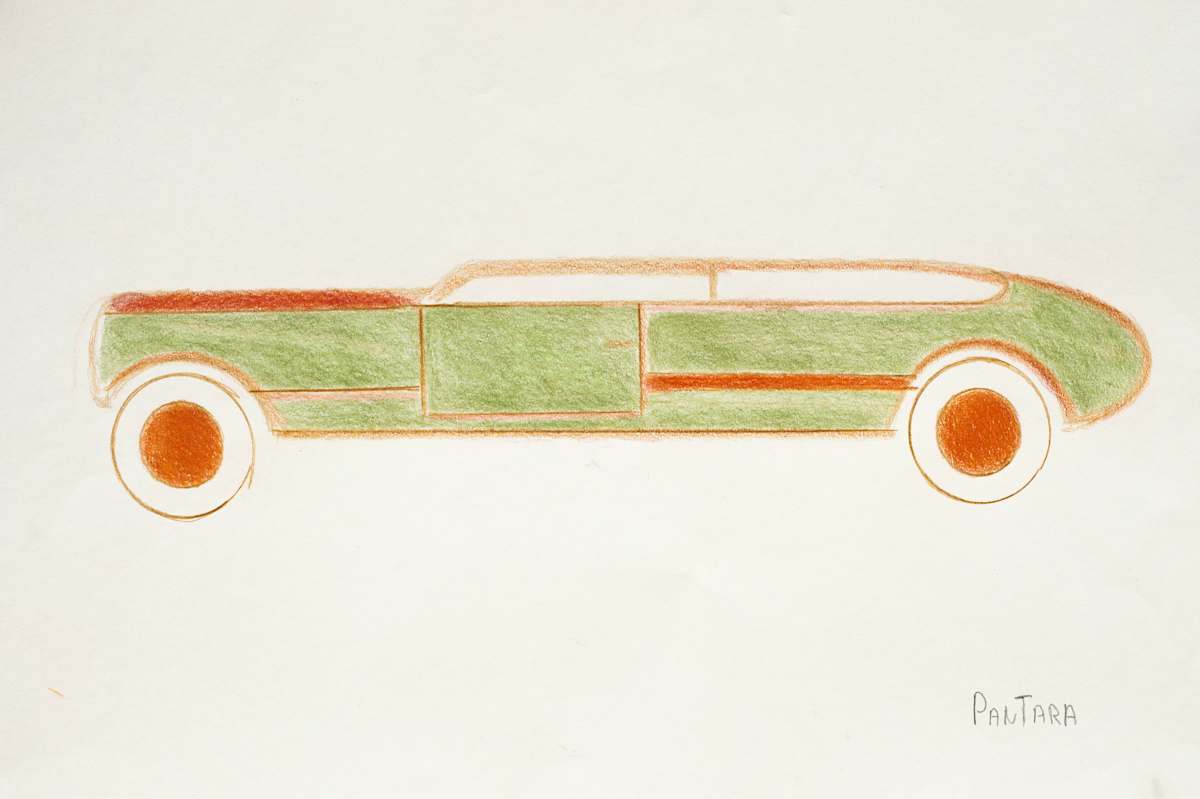 Olive Green & Dark Orange Car by Alan Ward, Image 6.