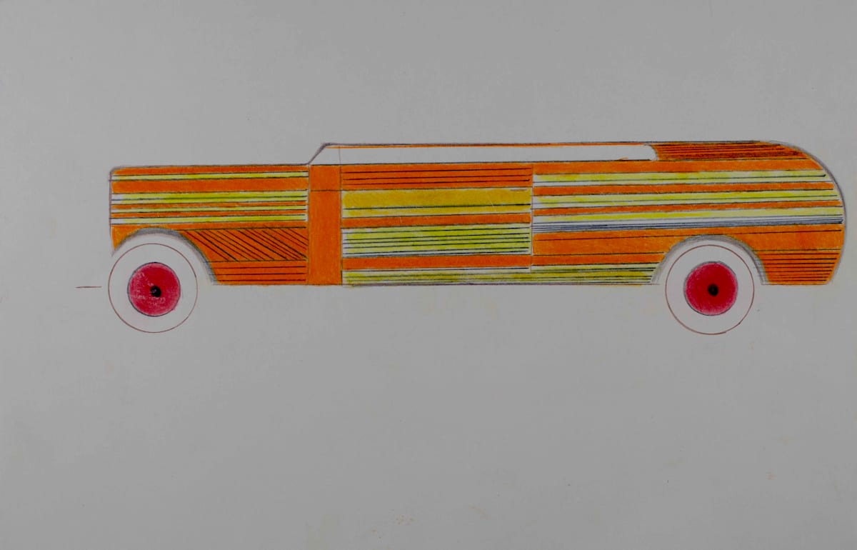 Orange & Yellow Stripe Car by Alan Ward 