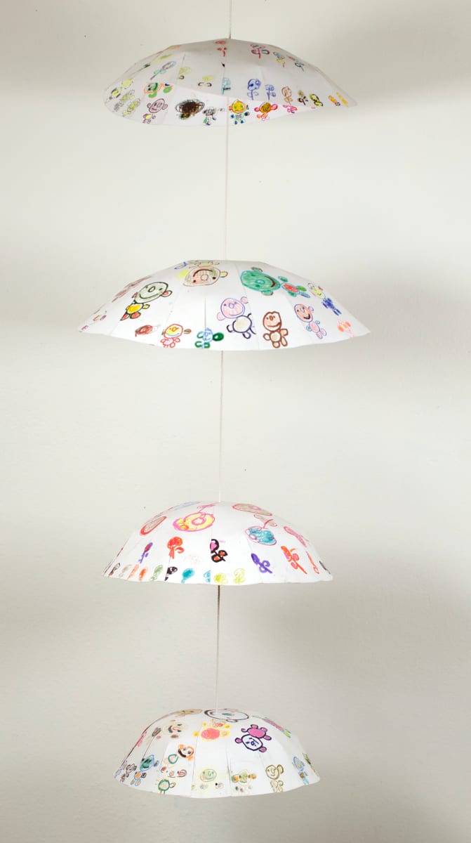 Flowers and Friends Bowl Mobile by Cathy  Pitzak  Image: suspended bowls decorated on interior and exterior surfaces