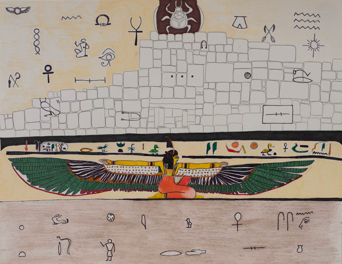 Egyptian Bird on a Wall by Darwin Lawson 
