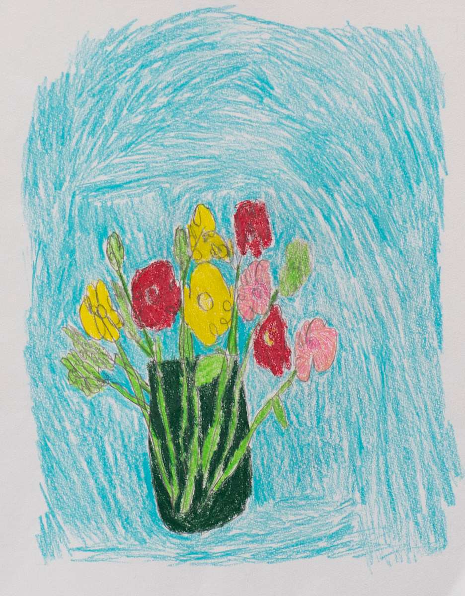 Green Flowers Vase by Debbie Wann 