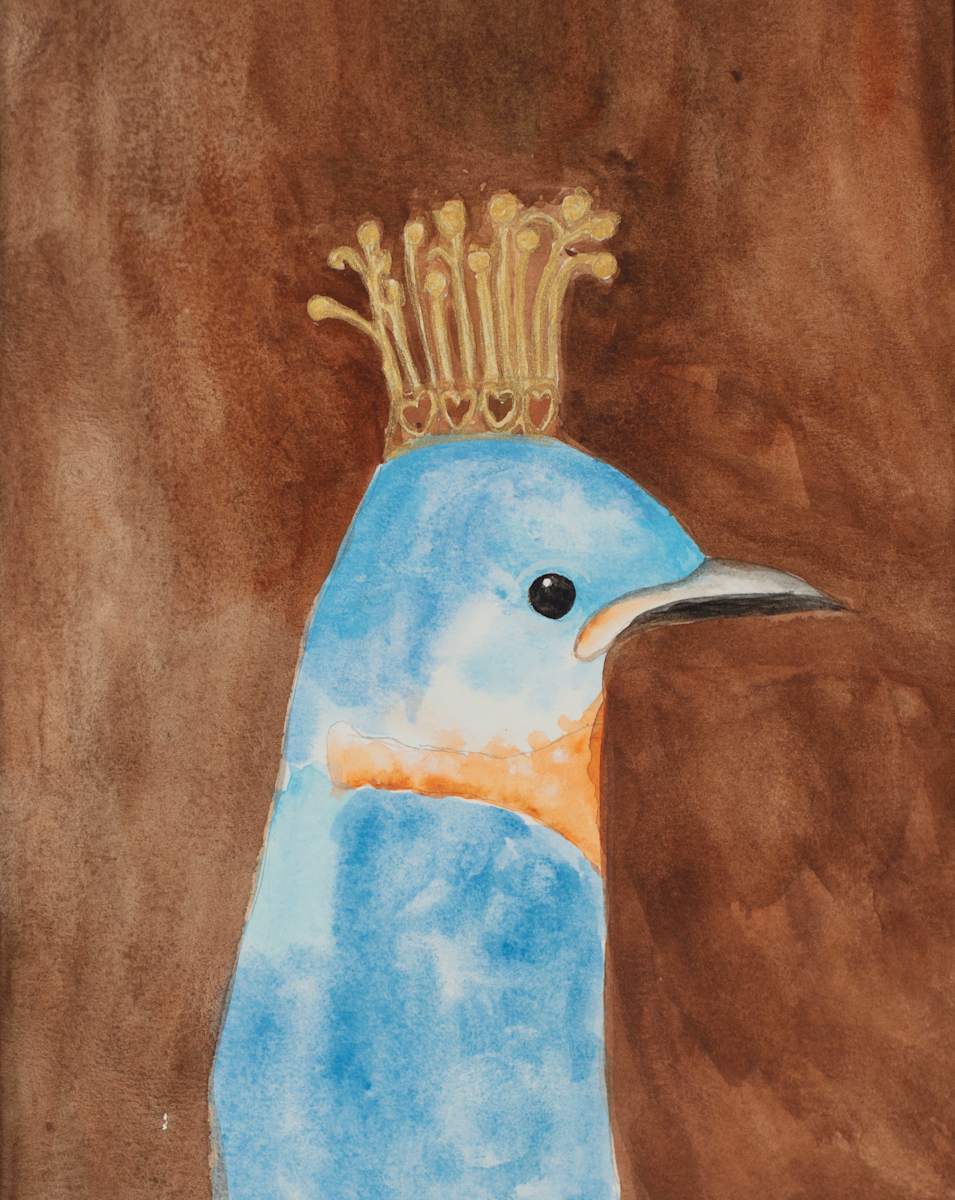 Blue Bird with Golden Crown by Debbie Wann 