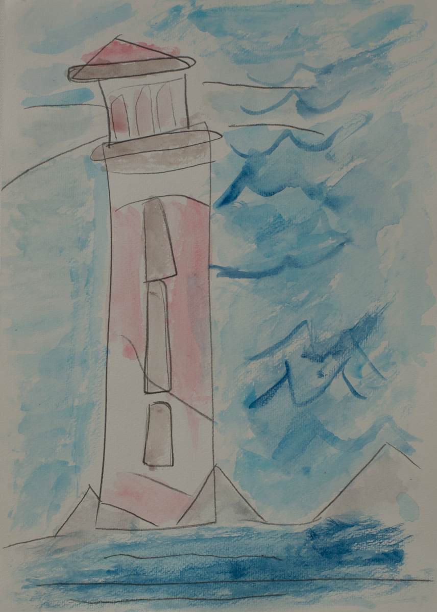 Ocean Wave &  Lighthouse by Jeff Haines 