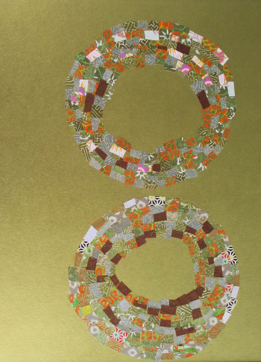 Patchwork Circles On Gold by Julie Burnett, Image 1.