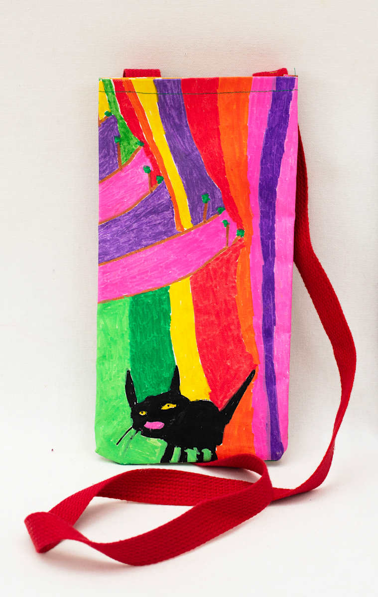 Bottle Bag - Black Cat by Rachel Carlin 