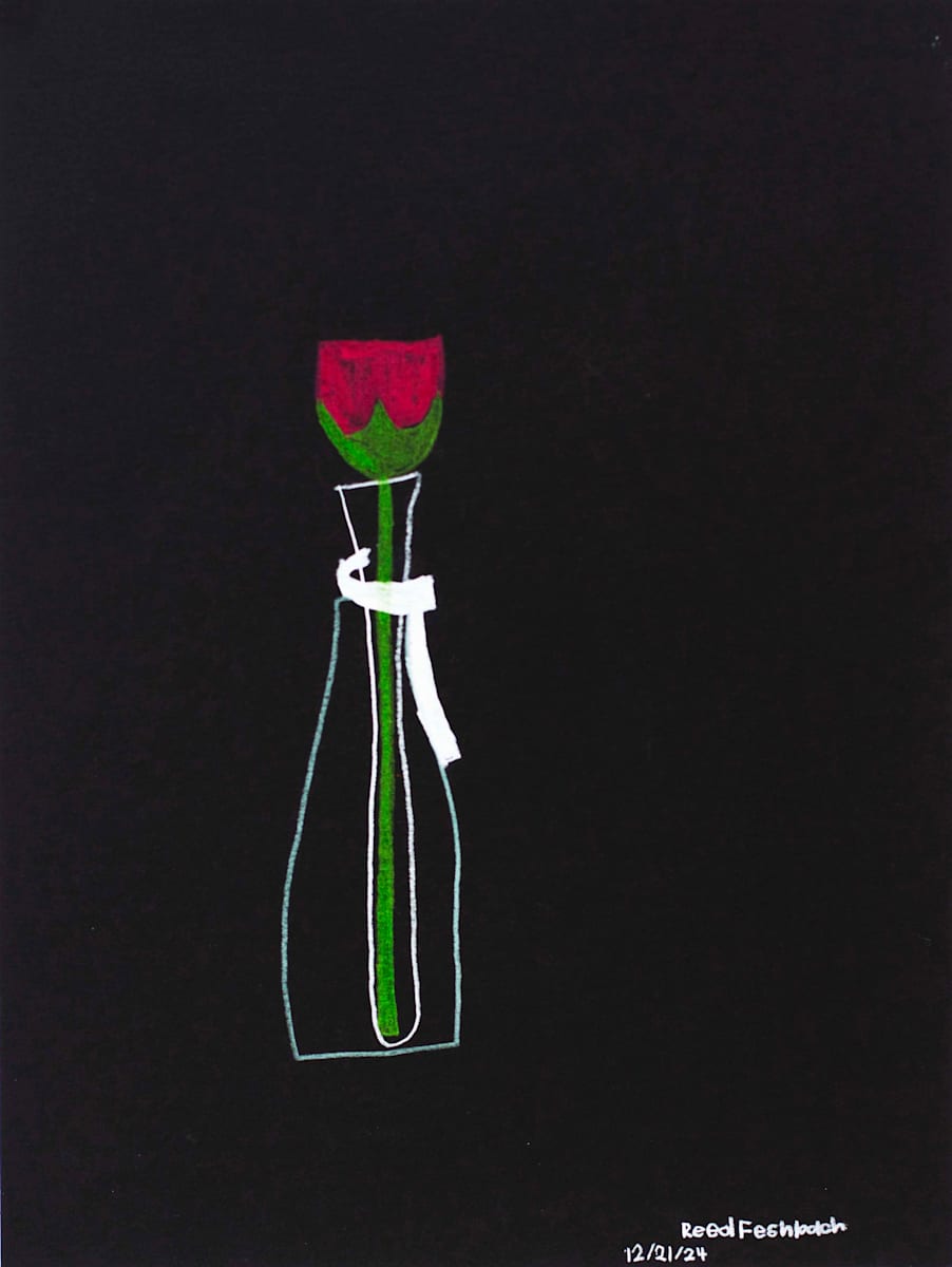 Red Rose on Clear Vase by Reed Feshbach 
