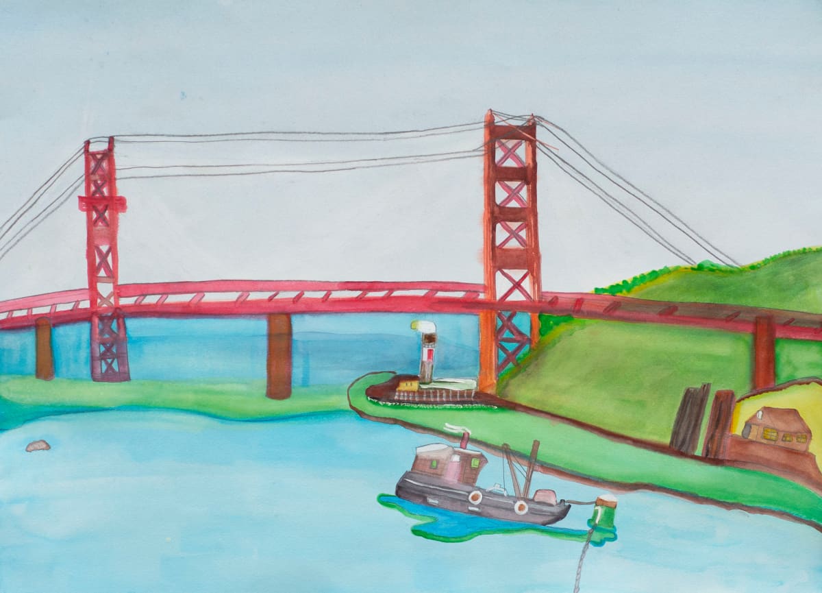 Moored Boats and Golden Gate Bridge by Robert Lacey 