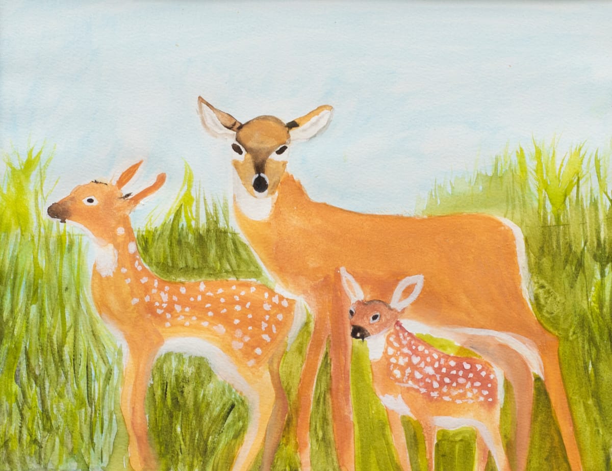 Doe and Her Fawns by Sheri McSweeney 