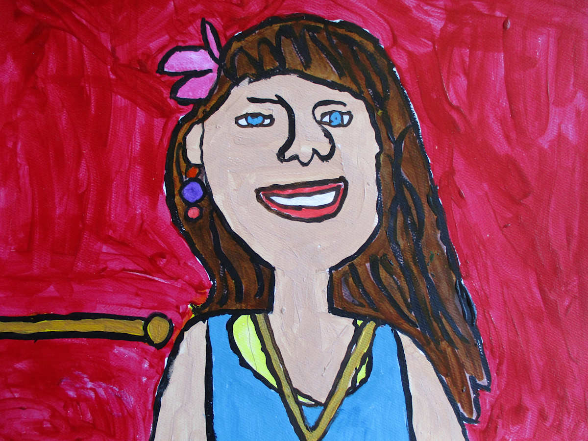 Self-Portrait in Red by Patricia  Drake 