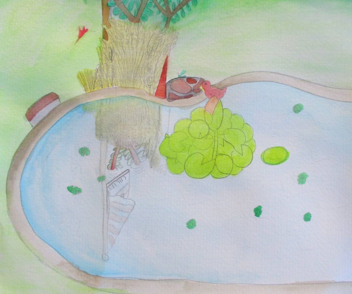 Pond with Flag Reflection by Rose Gordon 