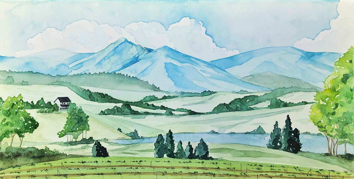 Shenandoah by Em Campbell  Image: Mountains watercolor on canvas