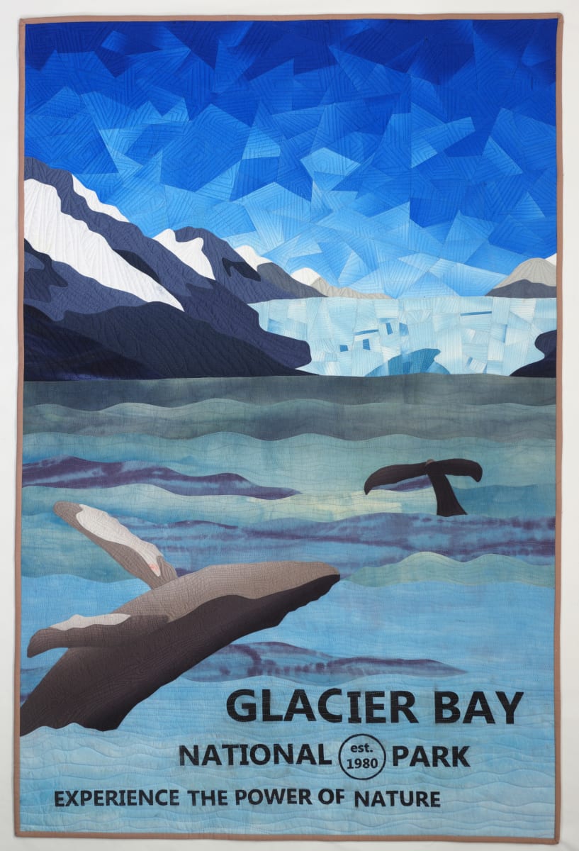 Nature's Power by Vicki Conley  Image: Art quilt of Glacier Bay National Park designed in the style of the historic national park posters.
