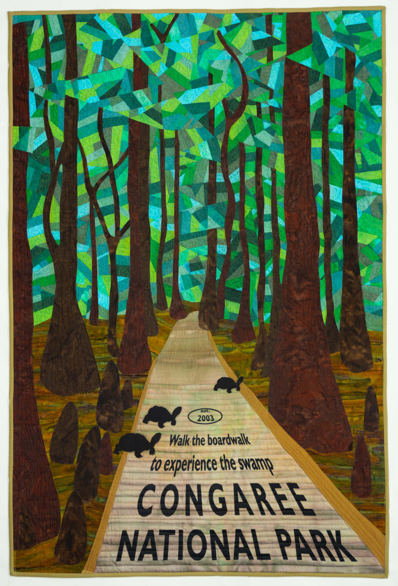 Path to the Light by Vicki Conley  Image: Art quilt designed in the style of historic national park posters.
