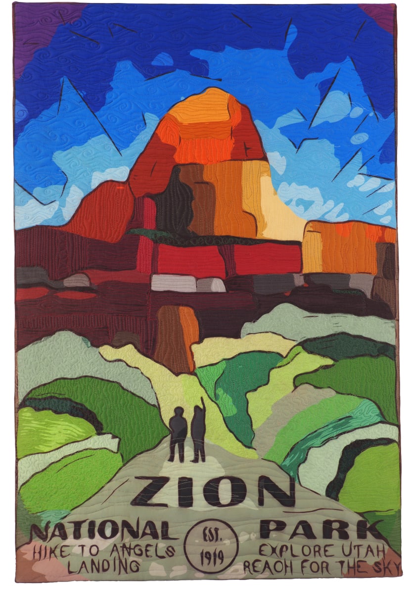 Zion by Vicki Conley  Image: Zion - Wholecloth quilted silk print from the original Reach for the Sky art quilt.