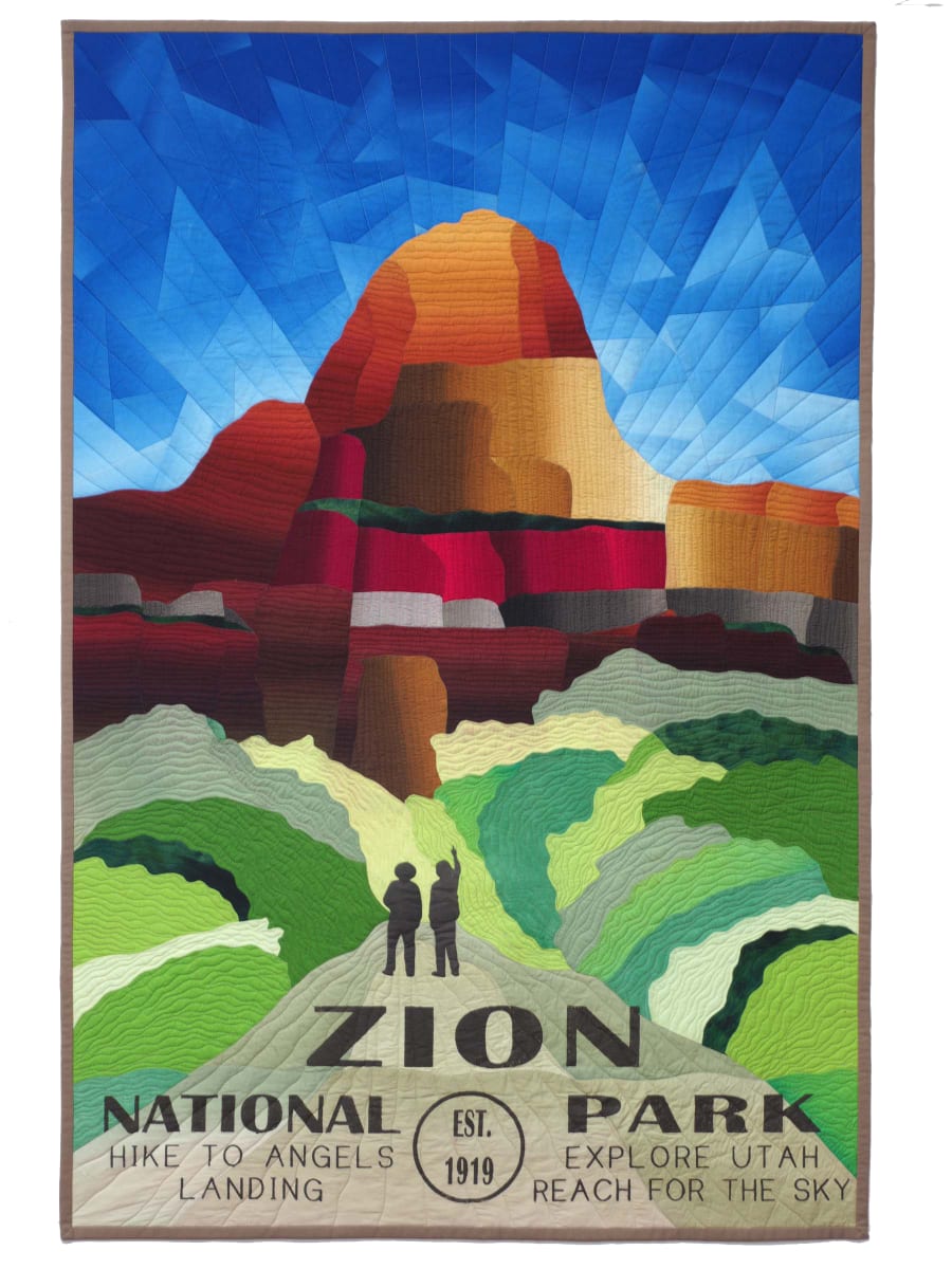 Reach for the Sky  Image: Reach for the Sky - Art quilt designed in the style of the historic national park posters.