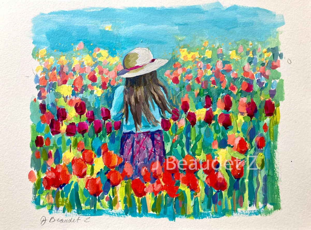 Girl in Field of Tulips by Jennifer Beaudet (Zondervan)  Image: From my 30 day painting challenge February 2023
