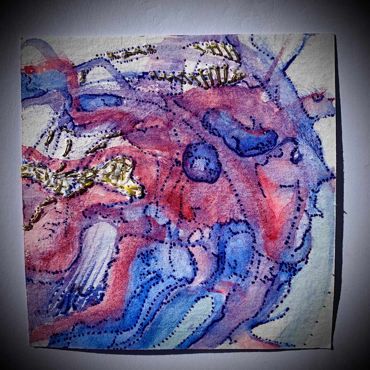“Mingled with Tears” Triptych by Erika Koenig-Workman  Image: Inside the mind neural networks within the brain combine to process intense sadness.