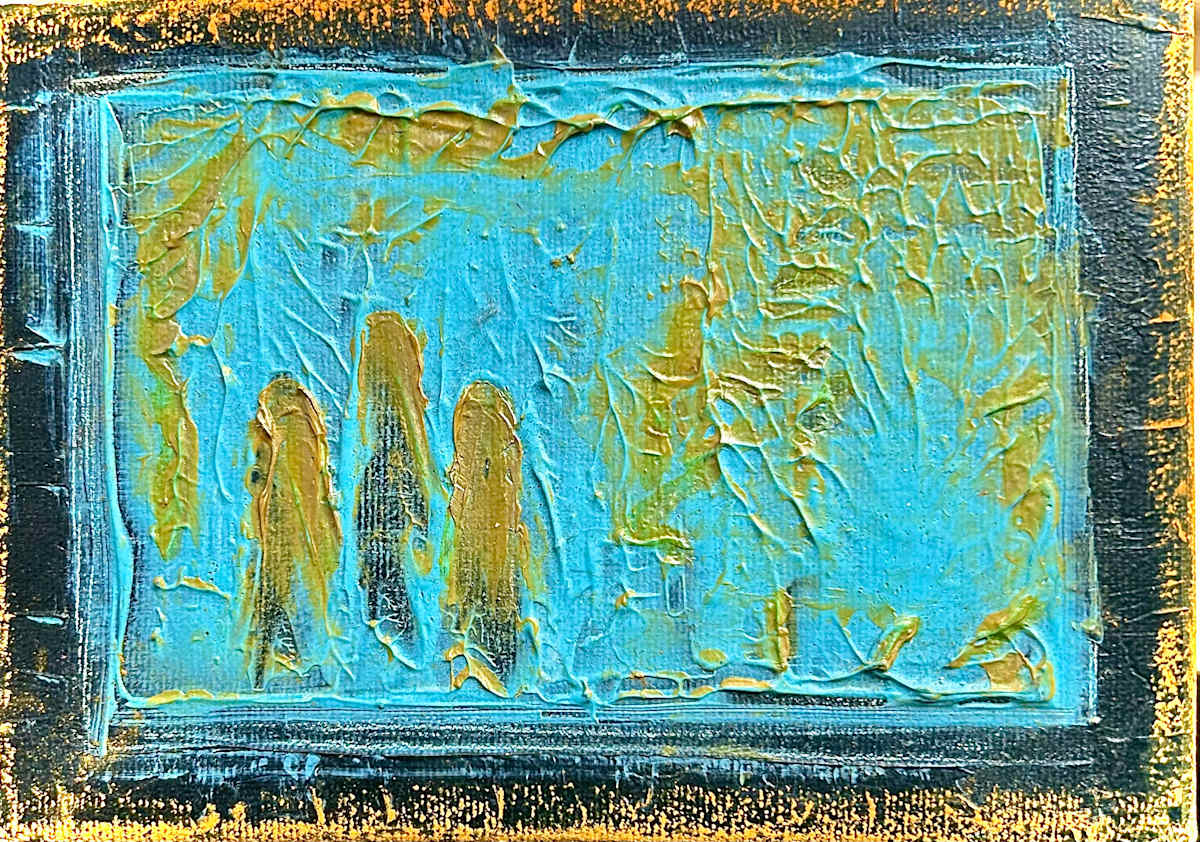 The Mysterious Three by Erika Koenig-Workman  Image: Three figures walk in the dark