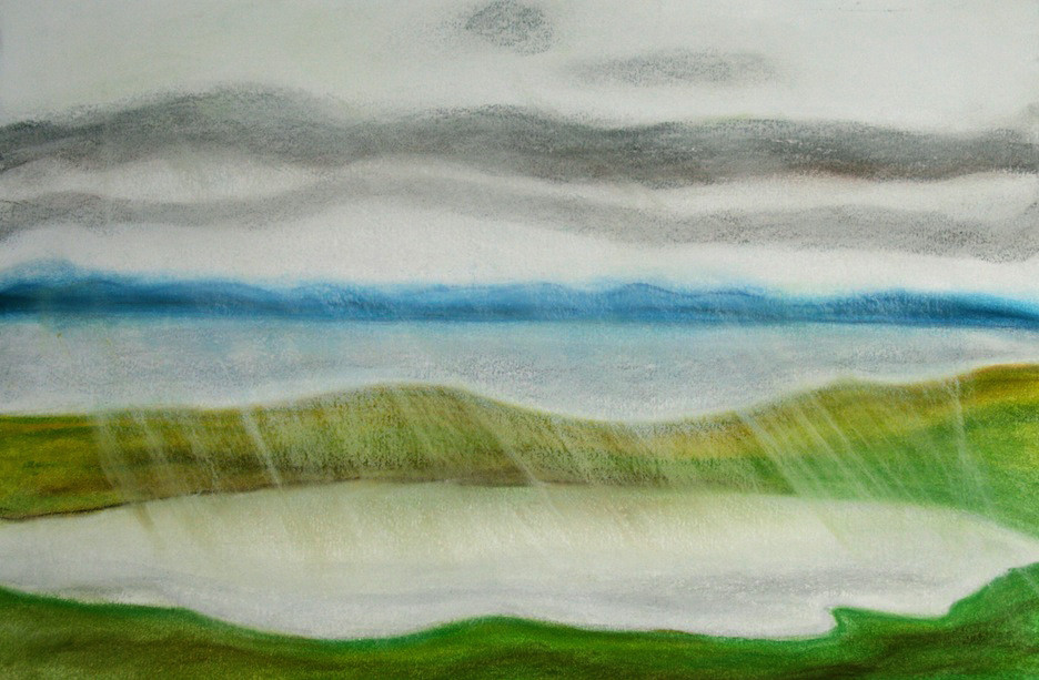 View from Studio 217 V by Erika Koenig-Workman  Image: Rain on the sand dunes of Garry Point Park, Richmond, BC Canada