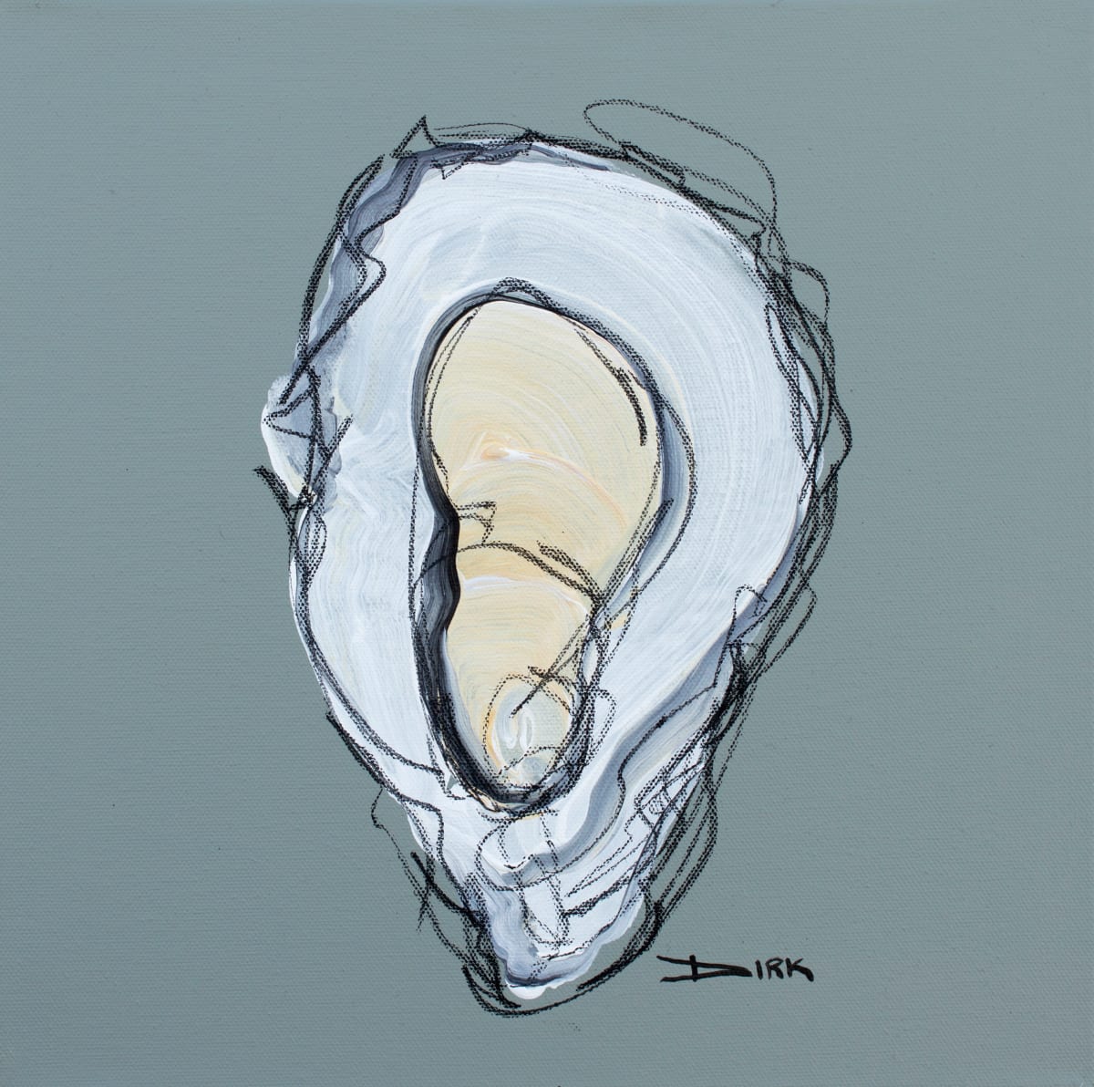 Oyster on canvas #3 by Dirk Guidry 