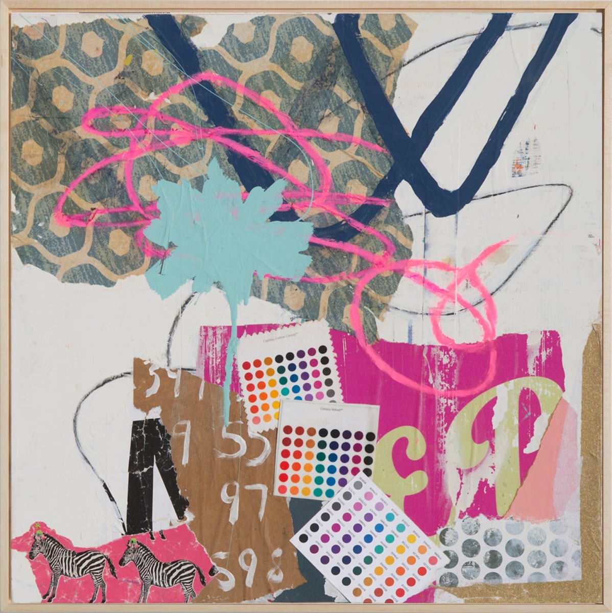 Pink Zebra Parade (framed) by Bibby Gignilliat 