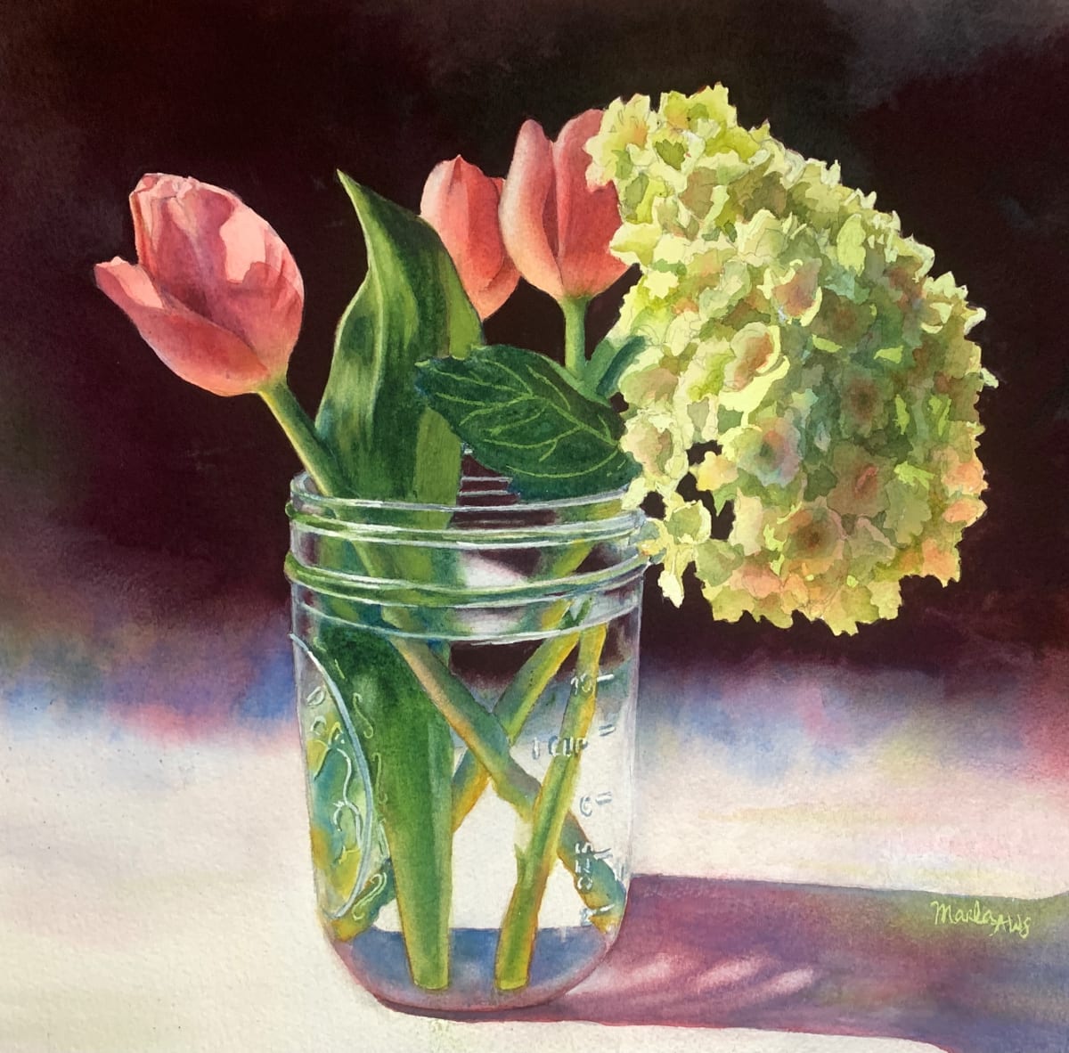 Tulips and Hydrangea by Marla Greenfield 