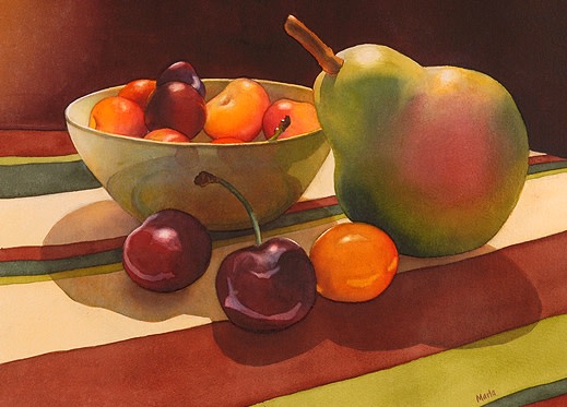 Pear and Cherries by Marla Greenfield 