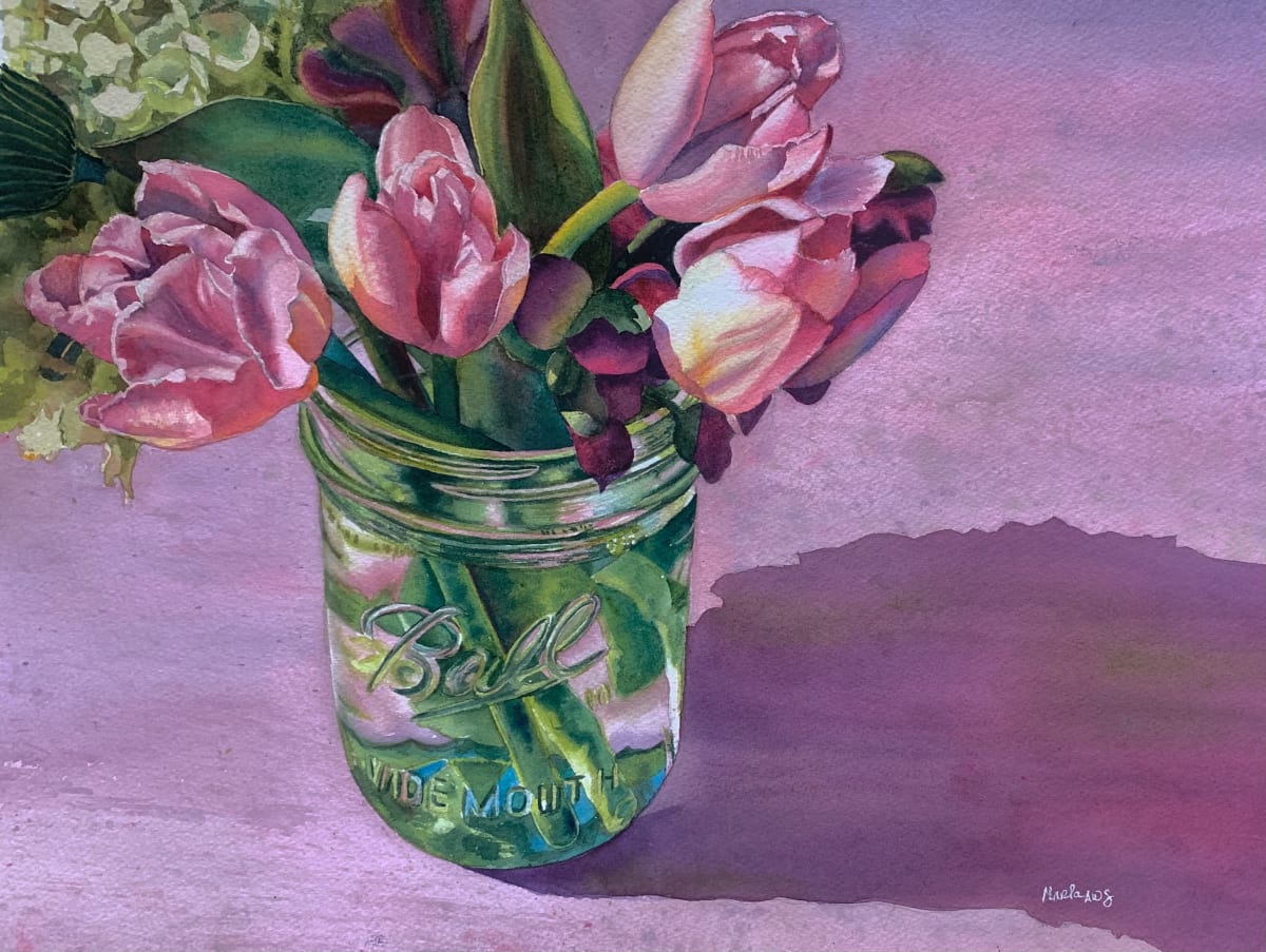 Tulips and Ball Jar by Marla Greenfield 