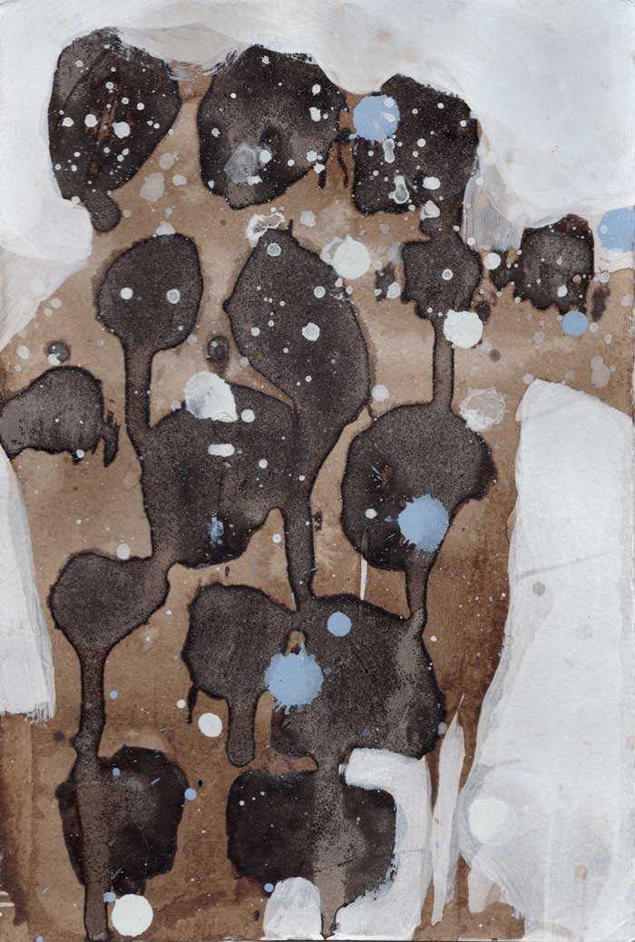 Secret code 0303 by Ty Paulhus  Image: acrylic, hand made black walnut ink on paper