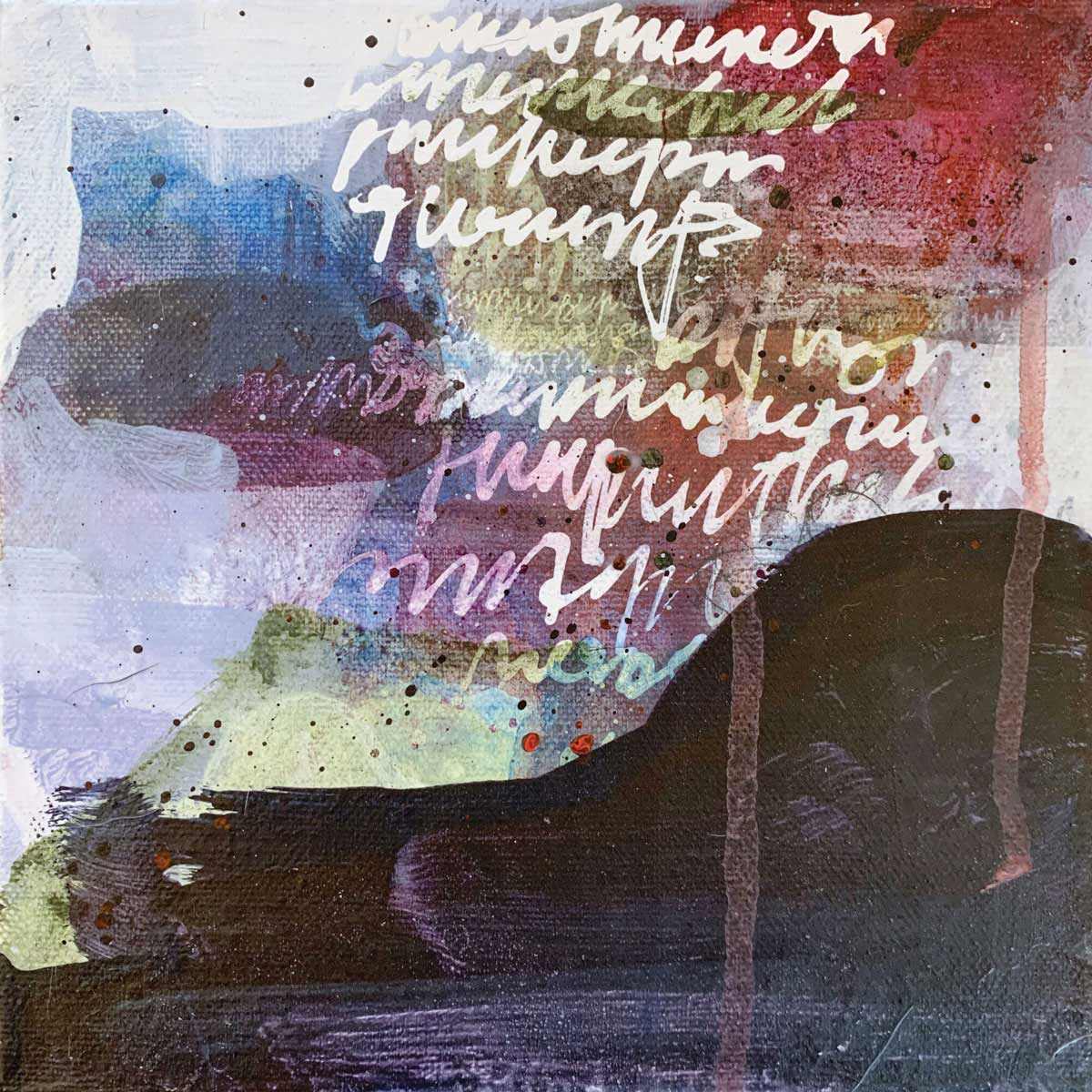 Dragged out kicking and screaming by Ty Paulhus  Image: acrylic & ink on canvas. 12x12"