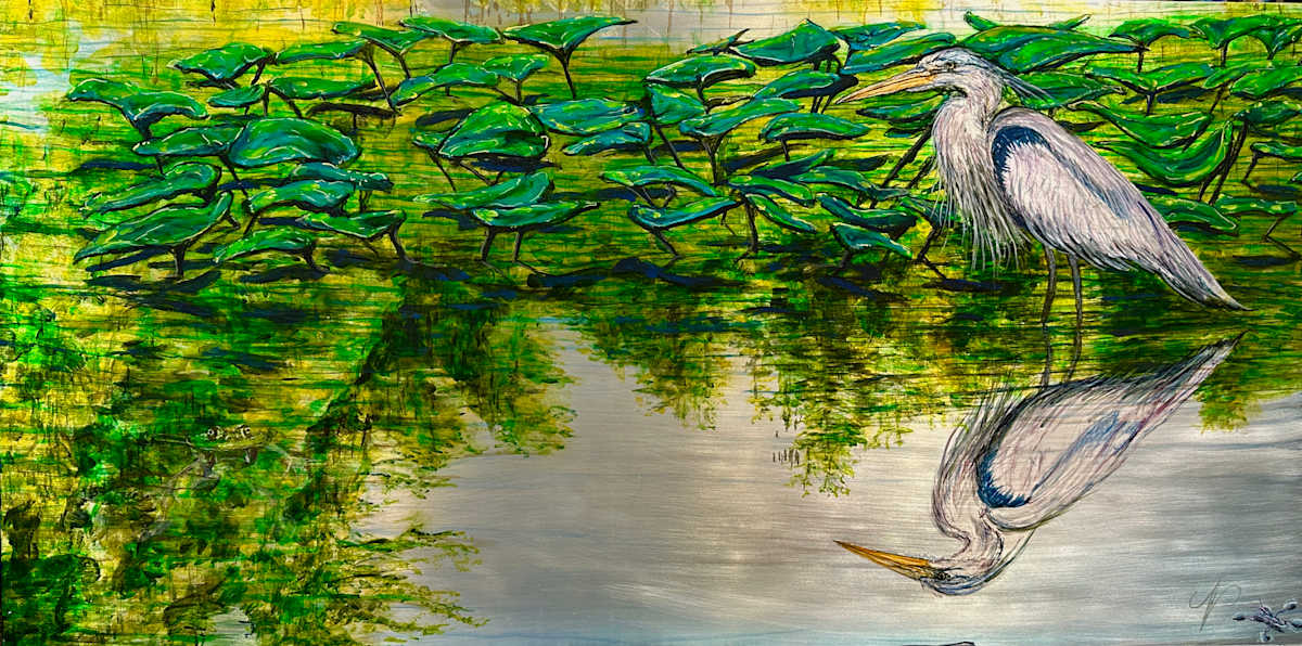 Blue Heron Reflection by James Norman Paukert  Image: In key west on Duval street
