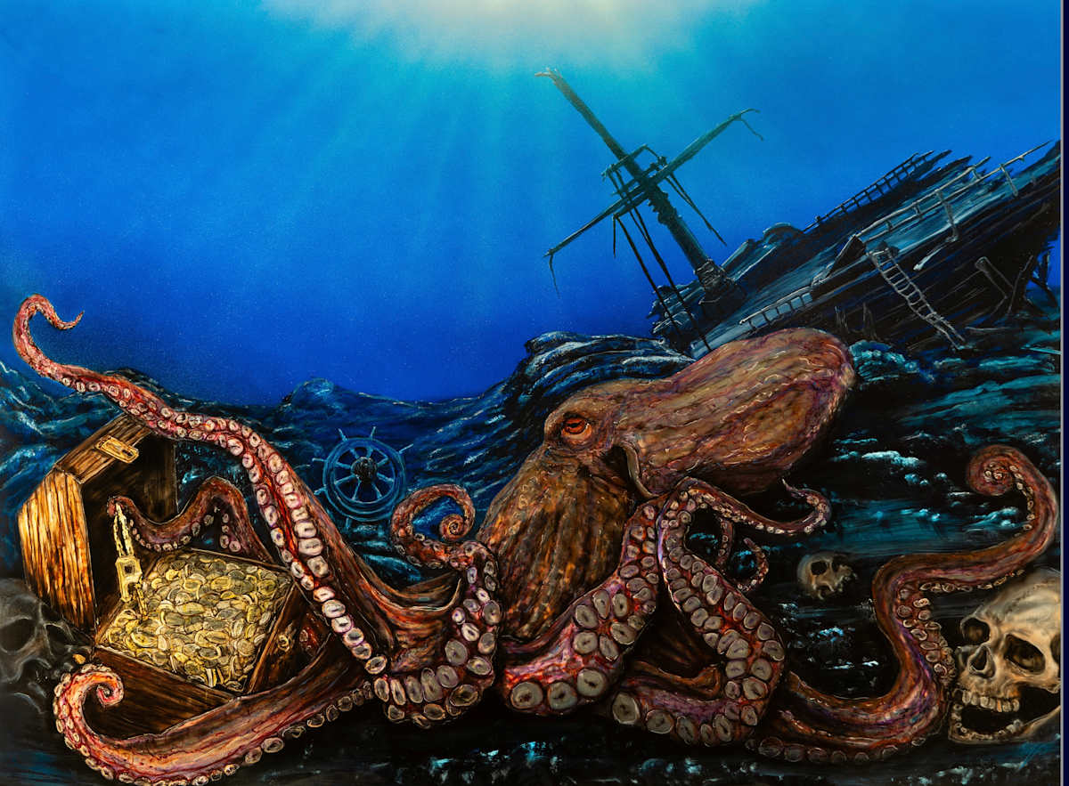 Krakens treasure by James Norman Paukert  Image: Hand painted steel 