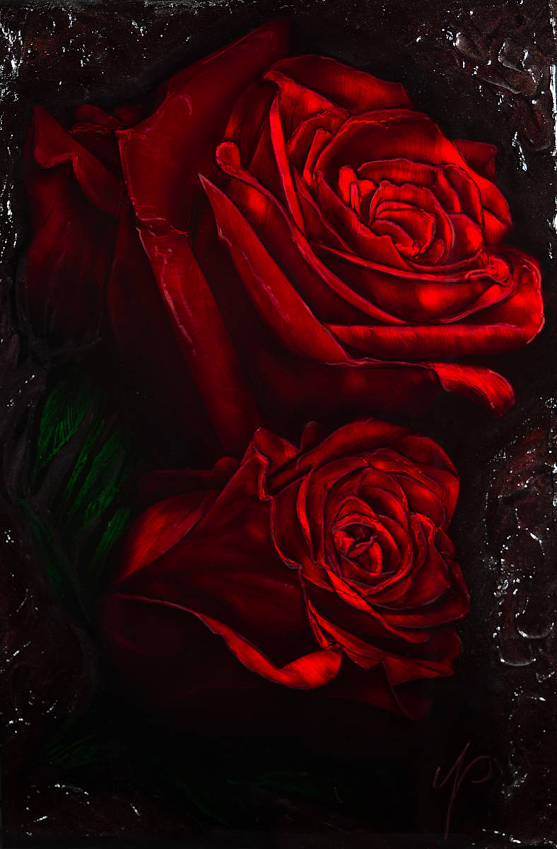 Scarlet Roses Impasto by James Norman Paukert, Image 2.