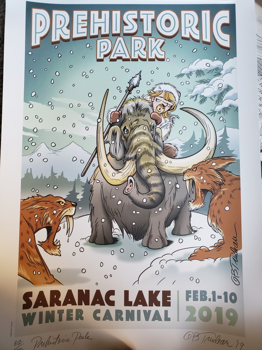 "Prehistoric Park - Saranac Winter Carnival 2019" by Garry Trudeau 