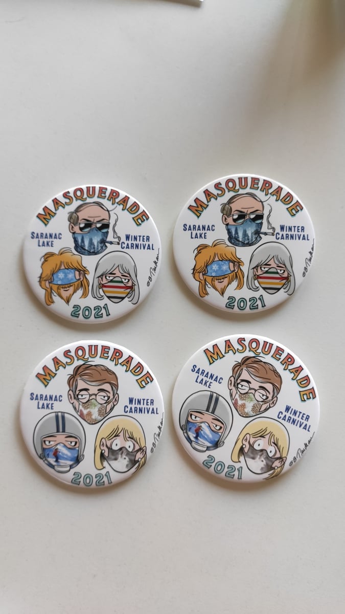 Doonesbury Masquerade 2021 Buttons by Garry Trudeau 