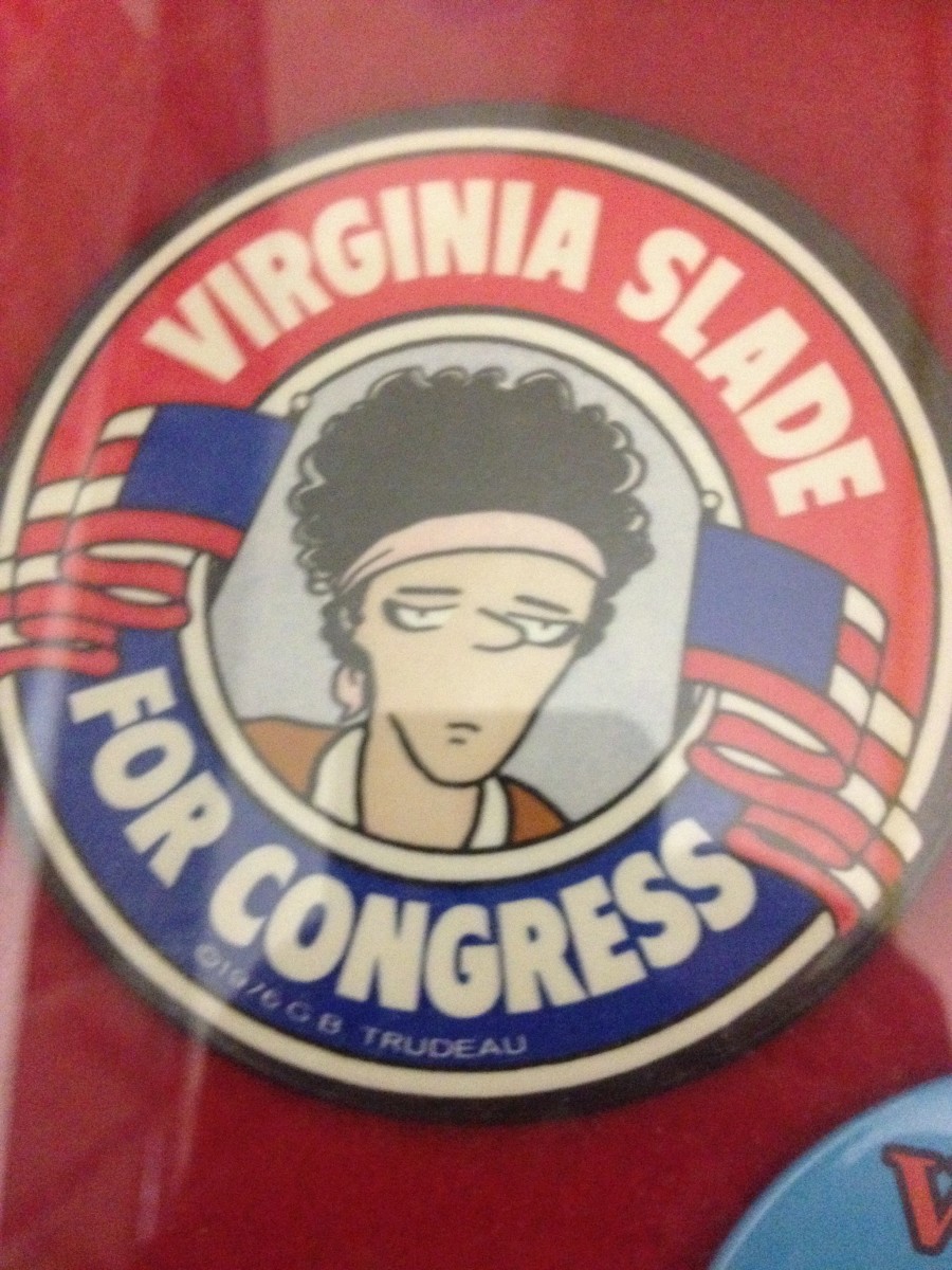 "Virginia Slade for Congress" button by Garry Trudeau 