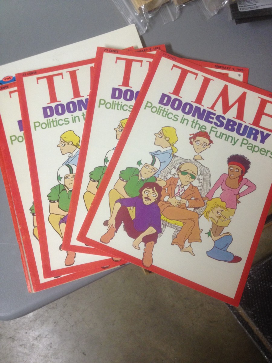 "Time Magazine -- Politics in the funny papers" by Garry Trudeau 