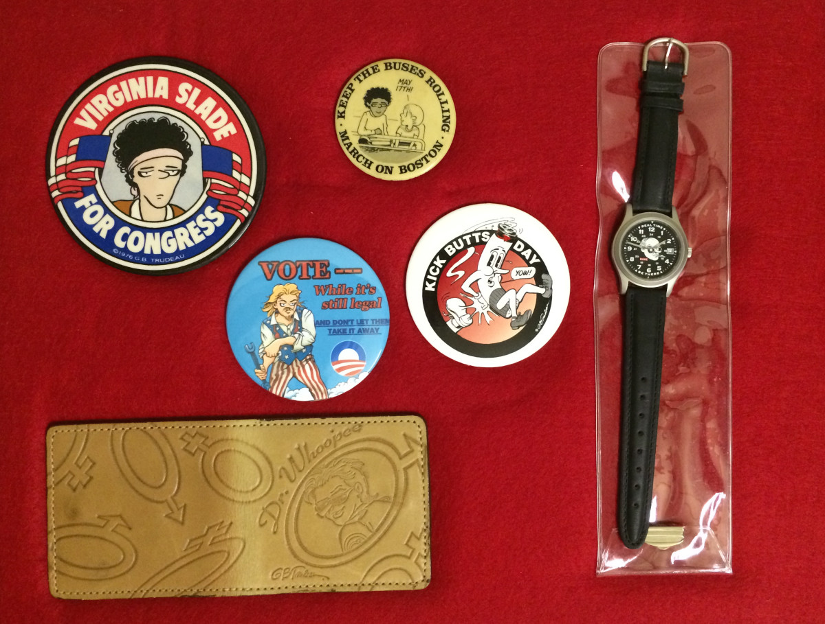 Assorted Buttons #4 + Watch + Wallet by Garry Trudeau 