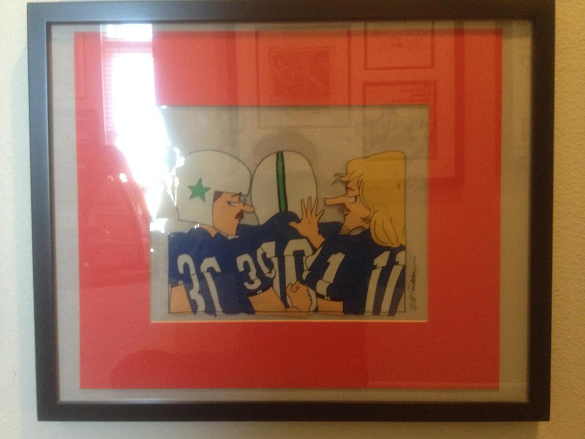 "In The Huddle" -- Cel by Garry Trudeau, Image 1.