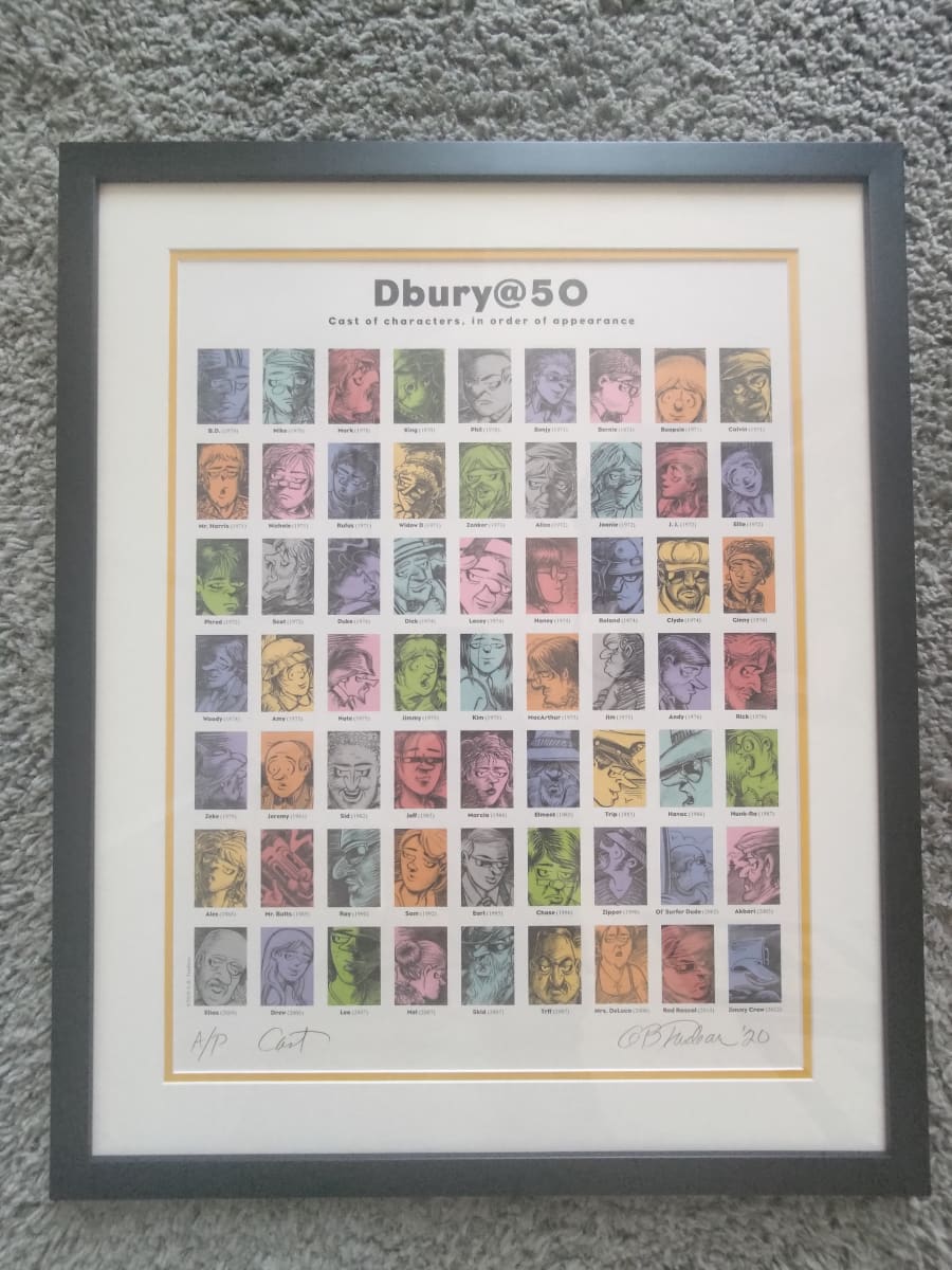 "Dbury@50" Doonesbury 50th Anniversary poster by Garry Trudeau 