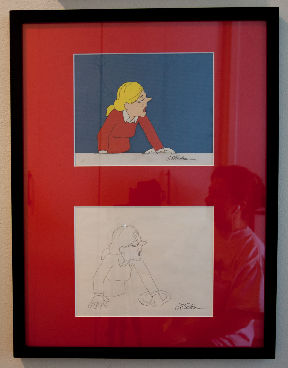 "Joanie" -- Animation Cell and Sketch by Garry Trudeau 