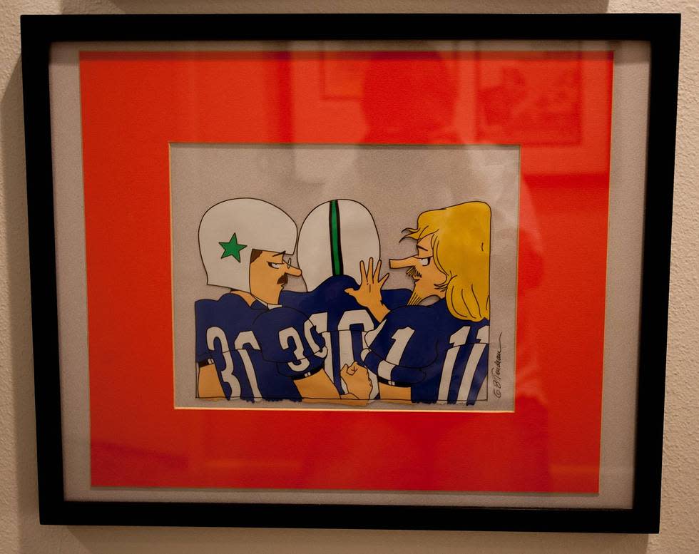 "Zonker & Mike in the Huddle" by Garry Trudeau 