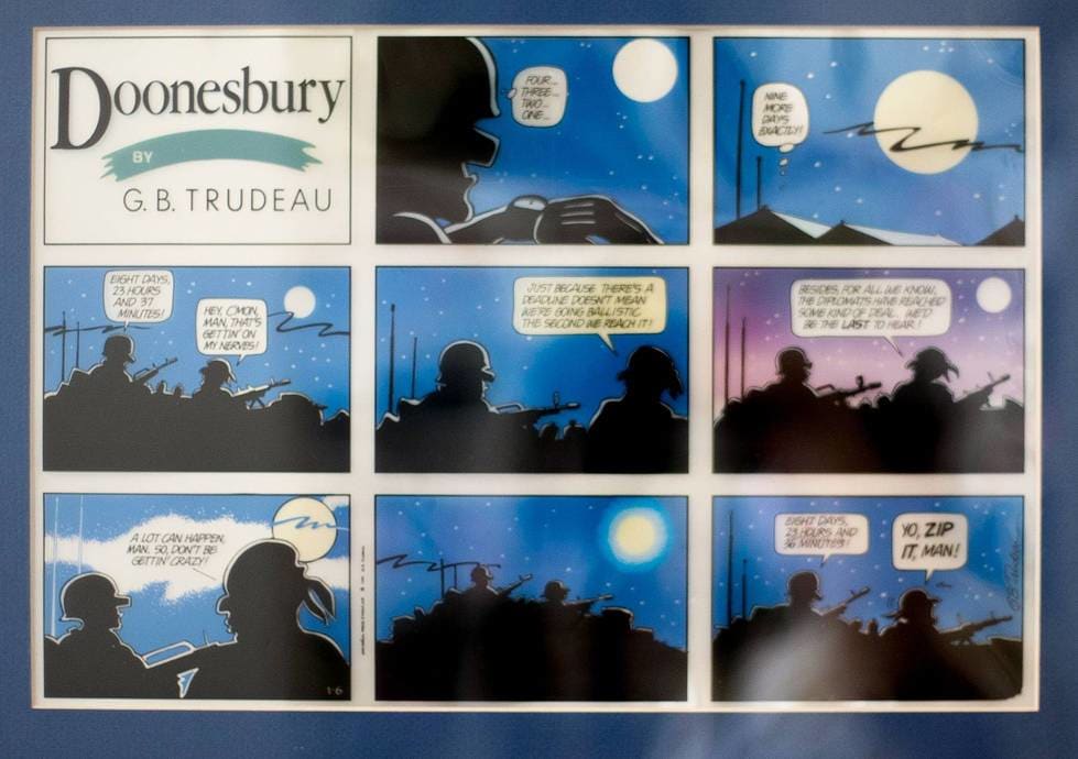 "Yo, Zip It, Man!" transparency by Garry Trudeau, Image 1.