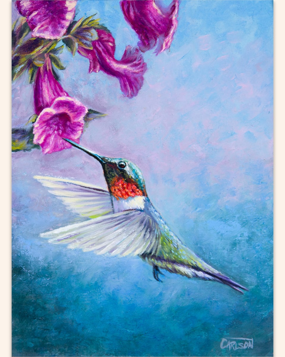 Hummingbird & Foxgloves by cory Carlson, Image 2.